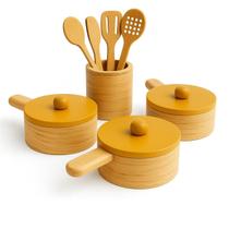 Kit Panelinhas e utensilios madeira pinus brinquedo infantil educativo