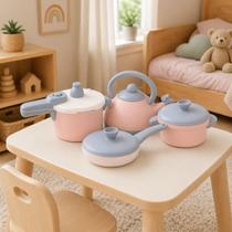 Kit Panelinhas Infantil Cozinha Brinquedo Rosa Pastel 4 Pçs Kit Panelinhas Infantil Cozinha Brinquedo Rosa Pastel 4 Pçs