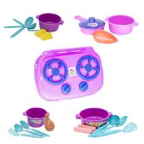 Kit Panelinhas Infantil Cozinha Comidinhas Fogão Cooktop 21p