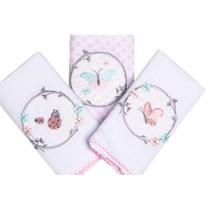 Kit Paninho De Boca Bordado Com 3 Pçs Borboletas Papi Kit Paninho De Boca Bordado Com 3 Pçs Borboletas Papi