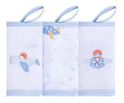 Kit Pano Boca Babete 3 Unid Estampada Com Prendedor Chupeta Kit Pano Boca Babete 3 Unid Estampada Com Prendedor Chupeta