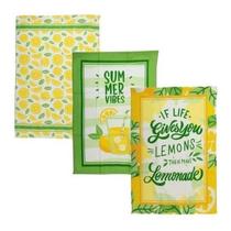 Kit Pano de Copa Dohler Prata Lemons - 100% Algodão 45x65cm