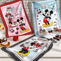 Kit Pano de Copa Dohler Prata Mickey e Minnie 13 - 100% Algodão - 45x65cm