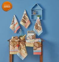 Kit Pano de Copa Estampada Bom dia 0,40cm x 0,60cm - com 7 peças Kit Pano de Copa Estampada Bom dia 0,40cm x 0,60cm - com 7 peças