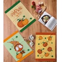 Kit Pano de Copa Felpudo 3 peças Fiori Abóboras Kit Pano de Copa Felpudo 3 peças Fiori Abóboras