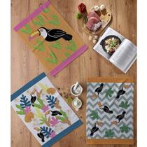 Kit Pano de Copa Felpudo 3 peças Fiori Tucanos Kit Pano de Copa Felpudo 3 peças Fiori Tucanos