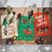 Kit Pano de Copa Felpudo 3 peças Prata Natal Mickey e Minnie 20