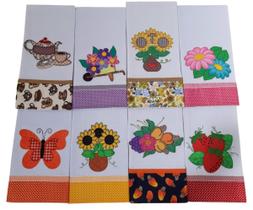 Kit Pano de Prato Bordado Revenda 8 PEÇAS Sacaria Santa Margarida Lançamento