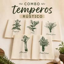 Kit pano de prato combo temperos rustico10 peças Kit pano de prato combo temperos rustico10 peças
