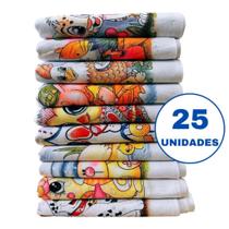 kit Pano de prato de cozinha estampado com bainha 100% algodão peças variadas