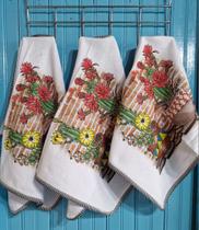 Kit Pano De Prato Pintado + Toalha De Chá - Fino Acabamento