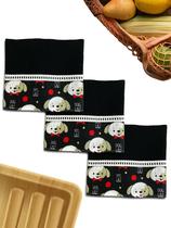 Kit Pano de Prato Preto Barrado Minimalista 03 Peças PP24 Kit Pano de Prato Preto Barrado Minimalista 03 Peças PP24