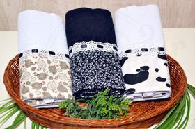 Kit Pano de Pratos 3 peças - Black White