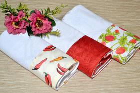 Kit Pano de Pratos 3 peças - Branco e Vermelho