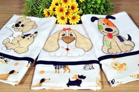 Kit Pano de Pratos 3 peças - Cachorrinhos