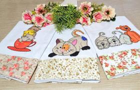 Kit Pano de Pratos 3 peças - Gatinhos