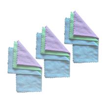 Kit Pano Microfibra Atoalhado de Limpeza 30x30cm Super Absorvente Multiuso 09 unid Pano Flanela