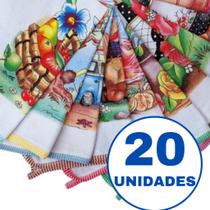 kit Panos de prato Grande estampado com viés para cozinha