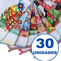 kit Panos de prato Grande estampado com viés para cozinha