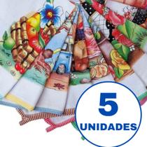 kit Panos de prato Grande estampado com viés para cozinha