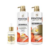 Kit Pantene Biotinamina B3 Shampoo Antiqueda 510ml + Condicionador 510ml + Tônico Capilar 52ml