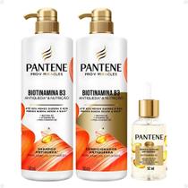Kit Pantene Biotinamina B3: Tratamento Completo Antiqueda e Nutrição para Cabelos Fortes - Shampoo 510ml, Condicionador 510ml e Tônico Capilar 52ml Kit Pantene Biotinamina B3: Tratamento Completo Antiqueda e Nutrição para Cabelos Fortes - Shampoo 510ml, Condicionador 510ml e Tônico Capilar 52ml