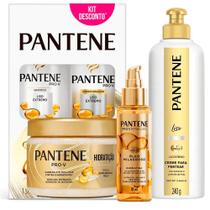 Kit Pantene Liso Extremo Shampoo + Condicionador + Creme De Pentear + Máscara Hidratação + Óleo Milagroso Queratina