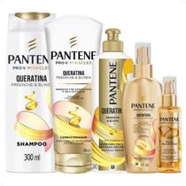 Kit Pantene Pro-V Queratina: Shampoo 300ml, Condicionador 250ml, Creme Para Pentear 240g, Spray Multibenefícios 160ml e Óleo Capilar 95ml