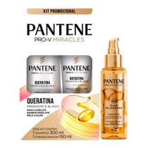 Kit Pantene Queratina Shampoo 300ml + Condicionador 150ml + Óleo Milagroso 95ml Kit Pantene Queratina Shampoo 300ml + Condicionador 150ml + Óleo Milagroso 95ml