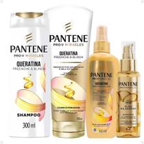 Kit Pantene Queratina Shampoo, Condicionador, Spray E Óleo