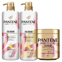 Kit Pantene Shampoo 510ml, Condicionador 510ml e Máscara Colágeno 550ml