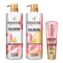 Kit Pantene Shampoo, Condicionador E Booster De Proteção Colágeno - 3 Unidades