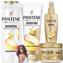 Kit Pantene Spray Queratina Mascara Tratamento Milagroso Miracles Condicionador Shampoo Pro-V