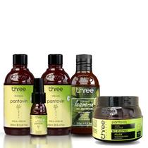 Kit Pantovin Life + Leave-In 48H + Máscara Teia 500g Three Therapy