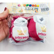 Kit Pantufa/Luva/Touca bebê com bordado - Surpresa Baby - Ref.:10075 Kit Pantufa/Luva/Touca bebê com bordado - Surpresa Baby - Ref.:10075