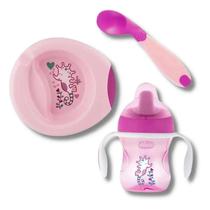 Kit papa 4 peças 6m+ menina (colher rosa) - chicco