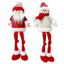 Kit Papai Noel E Boneco De Neve Perna Mole Pelúcia 48Cm