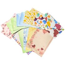 Kit Papéis De Carta Decorados Com 10 + Envelopes Estampados Corações