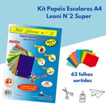 Kit Papéis Escolares A4 Leoni N2 Super 62 Folhas