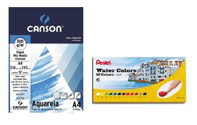 Kit Papel Canson Aquarela +Aquarela Pentel 12 CORES HTP-12