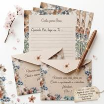 Kit Papel de carta Coleçao Carta para Deus Boho Floral
