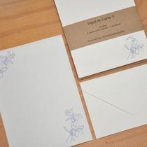 Kit Papel de Carta Floral Azul