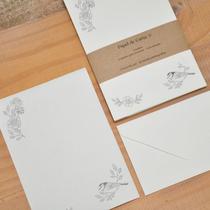 Kit Papel de Carta Pássaro Chumbo