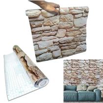 Kit Papel De Parede 5 Unid Pedra Marrom Claro Autoadesivo Kit Papel De Parede 5 Unid Pedra Marrom Claro Autoadesivo