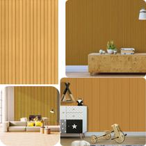 Kit Papel de Parede Adesivo Ripado de Madeira Claro Marrom 10m x 90cm Autocolante Fácil Aplicação Decoração para Sala