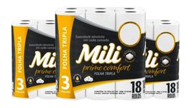 Kit Papel Higiênico Prime Comfort Mili Folha Tripla 54 Rolos