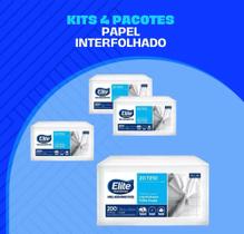 Kit Papel Toalha Folha Dupla Interfolhado Elite Professional Plus 4 Pacotes com 200 Folhas Cada
