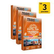 Kit Papel Top Transfer Laser Alta Definição 90GR - 100 folhas - 3 pacotes - TRANSFIX