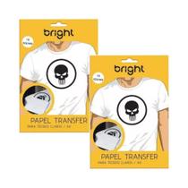 Kit Papel Transfer A4 Tecidos Claros Bright Branco 20 Folhas Camisetas Algodão