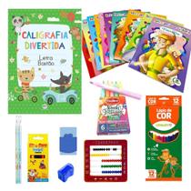 Kit Papelaria Abaco Colorir Caligrafia